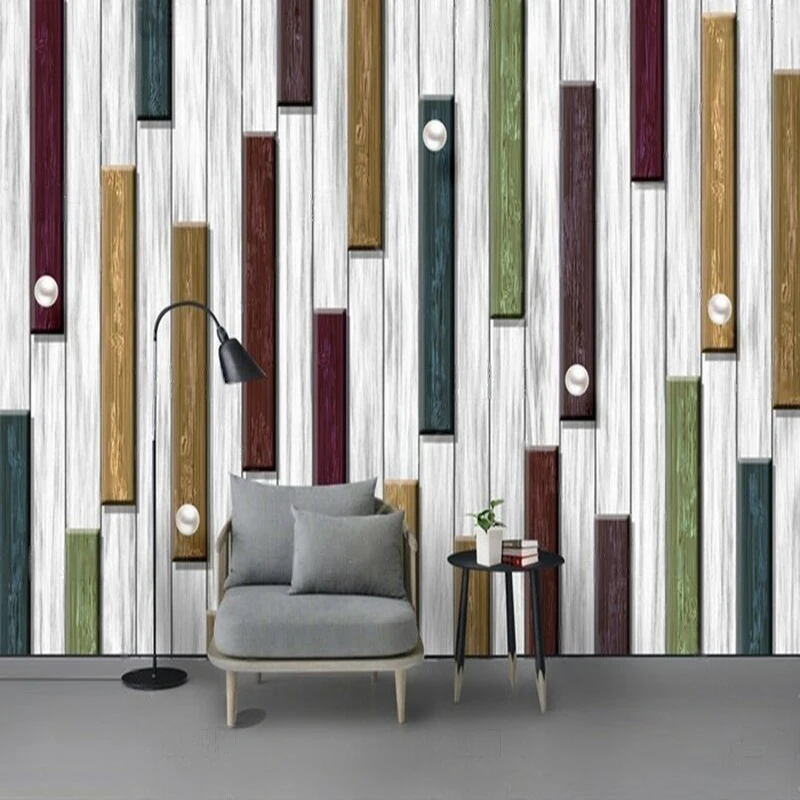 

MU9142 Fashionable and modern wooden strip block wood grain custom TV bedroom home decoration background wall