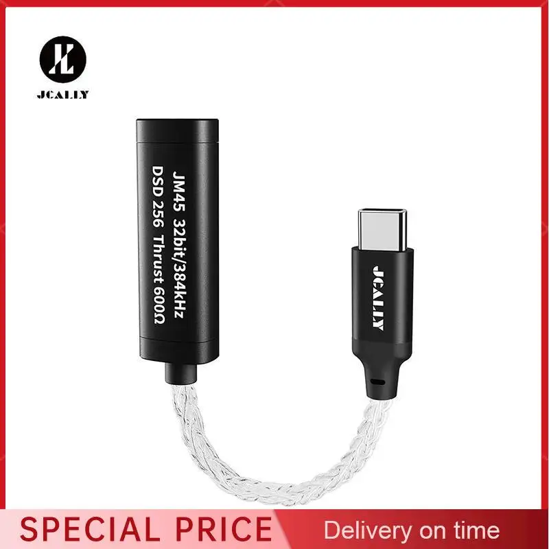 JCALLY JM45 Type-C 3,5 мм HIFI портативный цифровой аудиоадаптер с чипом ES9318 для декодирования наушников, серебристый кабель USB-C