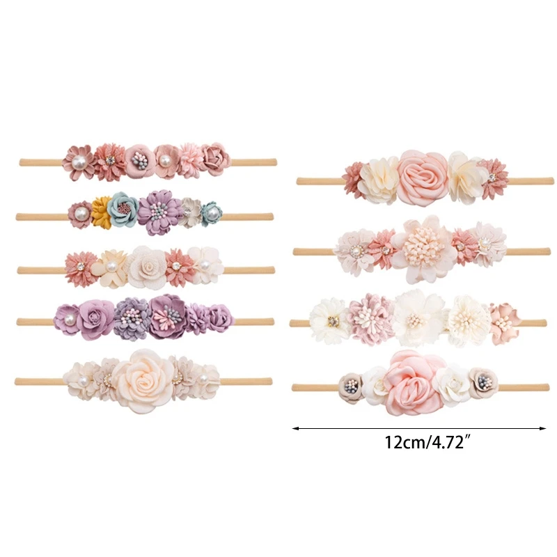 Artificial Flower Baby Headband Hundred Day Newborn Infant Toddler for Baby Shower Little Girls Photograph Props Present Supplie