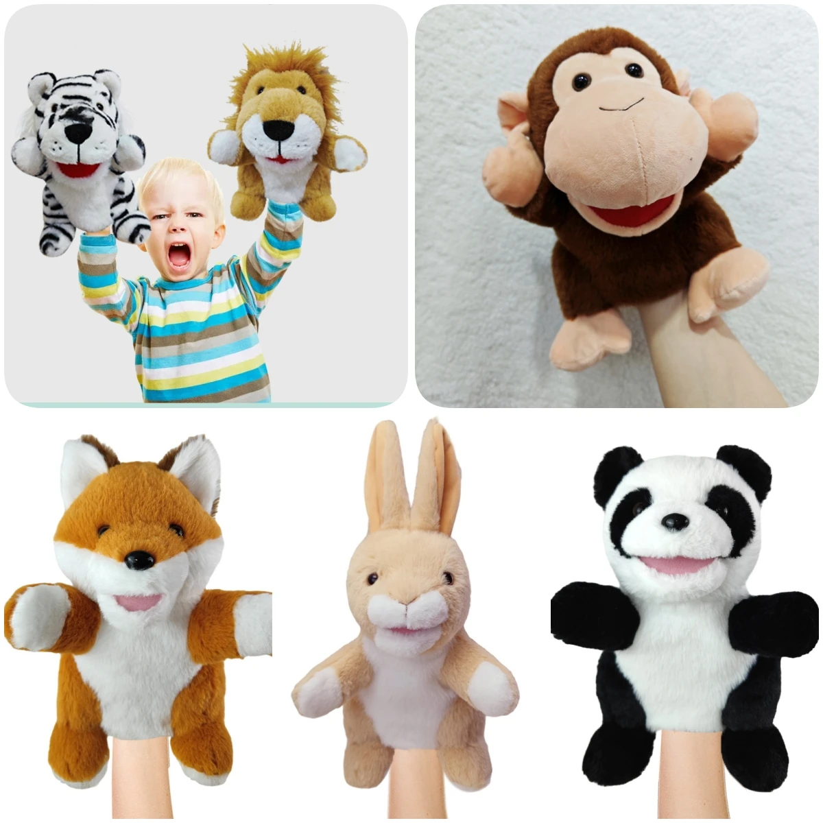 29 Animal Hand Puppet Toys, Parent-child Interactive Game Props, Mouth Movable Plush Toys.