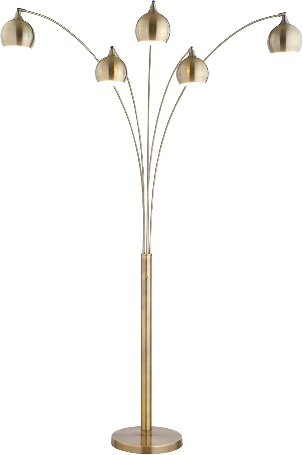 5-Arched LED Floor Lamp with Dimmer, Antique Satin Brass