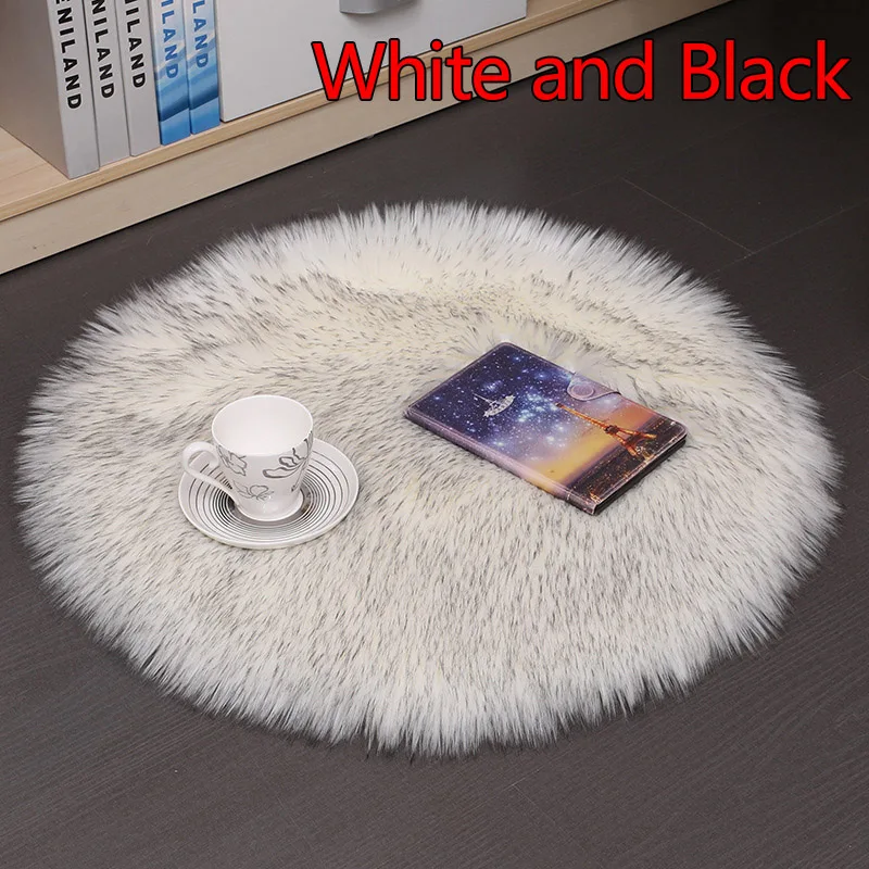 Faux Fur Chair Cover Seat Cushion Pad Plush Round Cushion Sofa Chair Decor Cute Student Seat Pad Photography Props Background