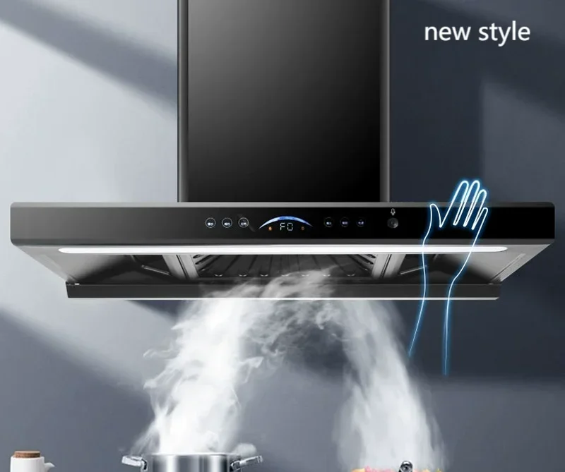 Top Suction Range Hood High Suction Power Cooker Hood Automatic Cleaning Wave to Control Start Stop
