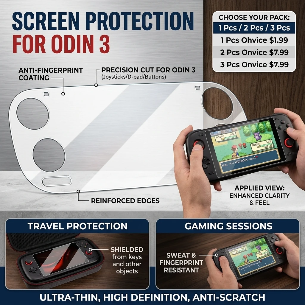 1/2/3Pcs For Odin 3 Screen Protector 6-Inch PET Film for Retro Handheld Gaming Console Anti-Scratch & Bubble-Free Shield