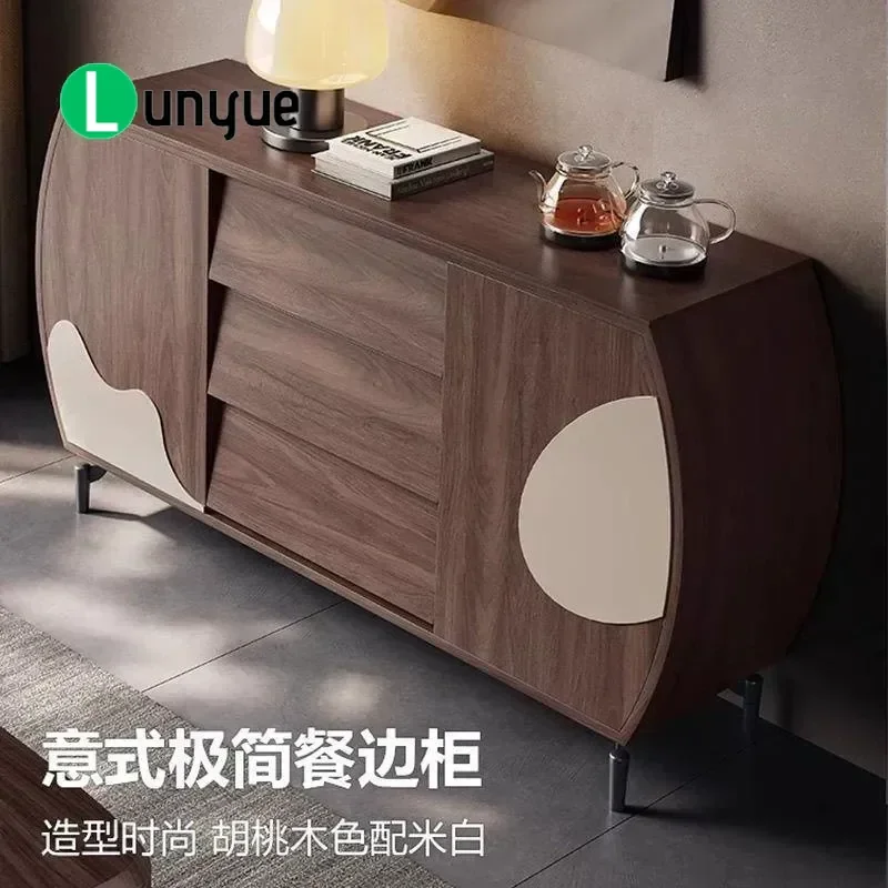 Medieval Solid Wood Dining Side Cabinet New Chinese Style Retro Wall Mounted Storage Tea Bar Unit for Living Room Home Decor