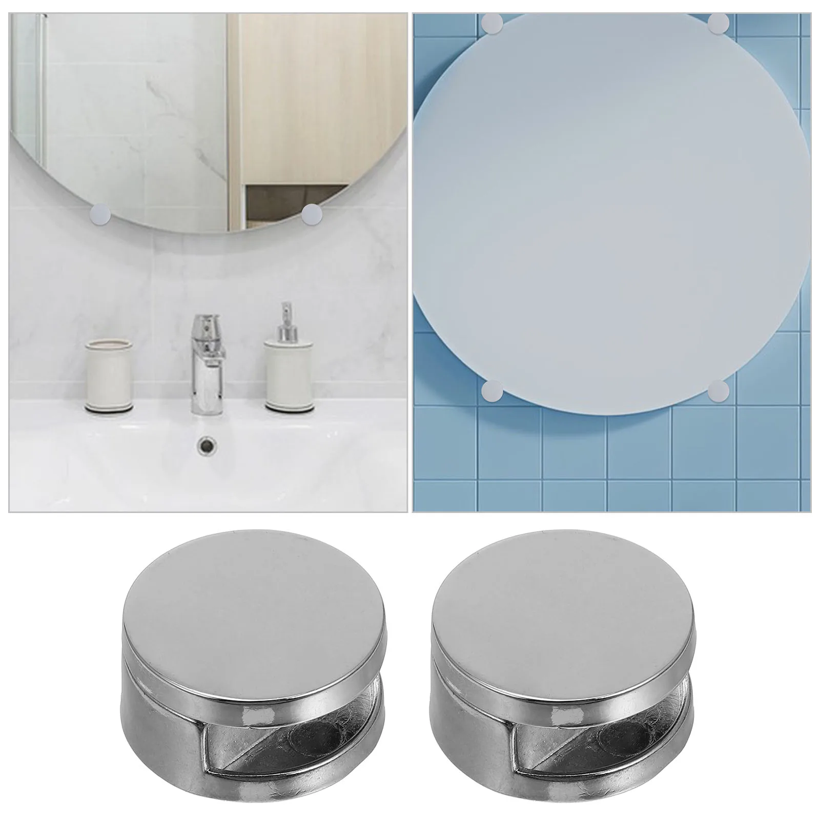 

10pcs Mirror Clamps Zinc Alloy Wall Mounting Glass Shelf Clips Hardware Accessories Round Pegs Durability Easy Installation