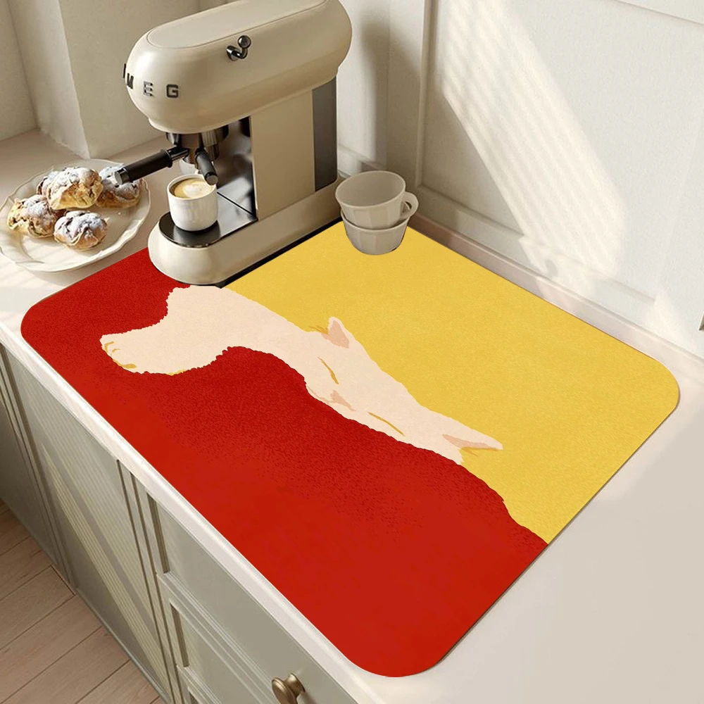 

Коврик для сушки посуды с простым узором, быстросохнущая сливная подушка из диатомовой грязи для кухонной столешницы, декоративный коврик для сушки посуды