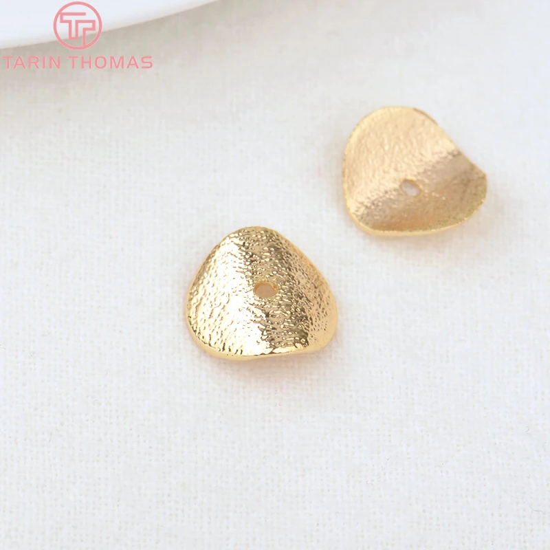 (3159)20PCS 10x10MM Hole 1MM 24K Gold Color Brass Matte Bead Caps High Quality Jewelry Making Findings Accessories