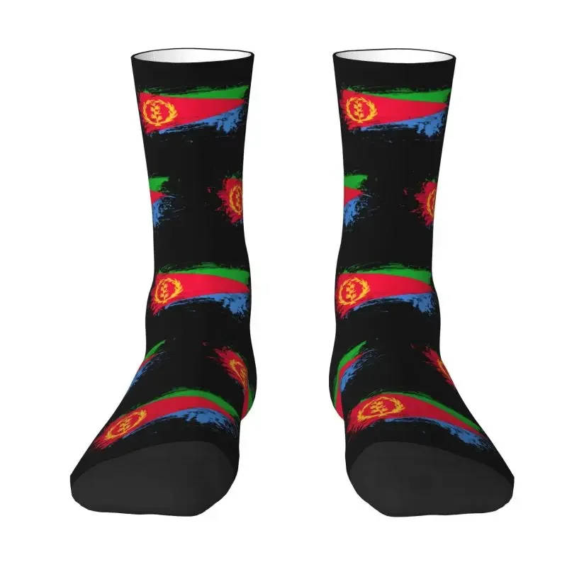 Eritriea Flag Splatter Men's Crazy Crew Socks Unisex Cute 3D Print Eritrean Pride Patriotic Dress Socks