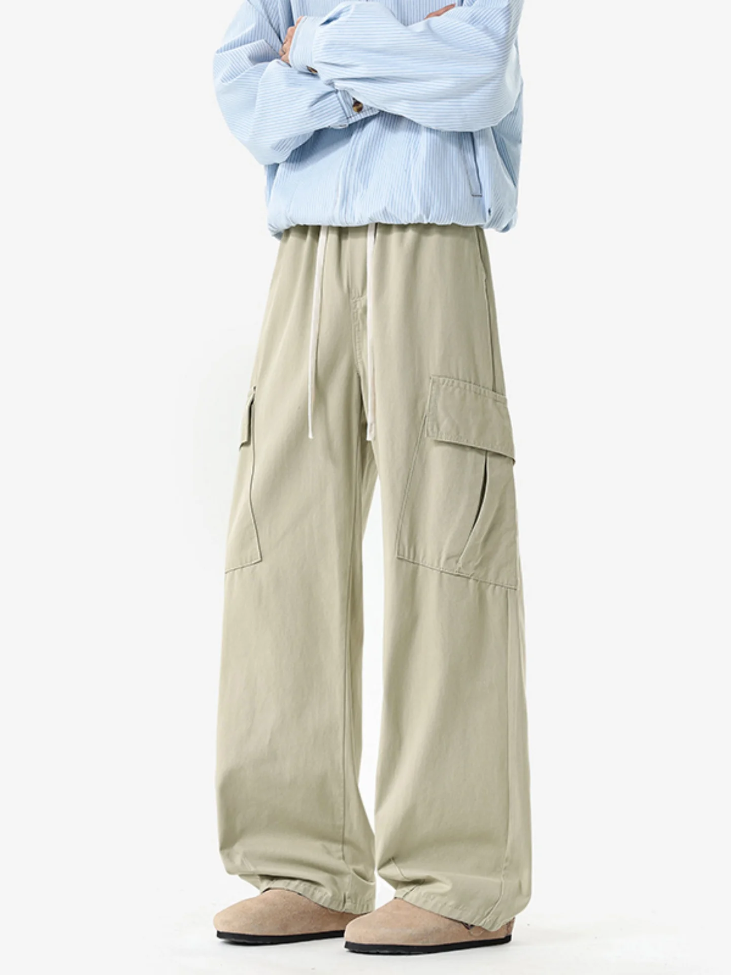 

Мужские рабочие брюки прямого кроя цвета хаки, модные винтажные повседневные брюки в американском стиле, осенние модные брендовые брюки свободного кроя