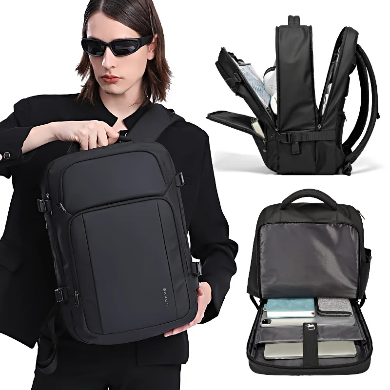 BANGE Travel Backpack Men Business Backpack School Expandable USB Bag Large Capacity 17.3 Laptop Waterproof Backpacks Mochilas