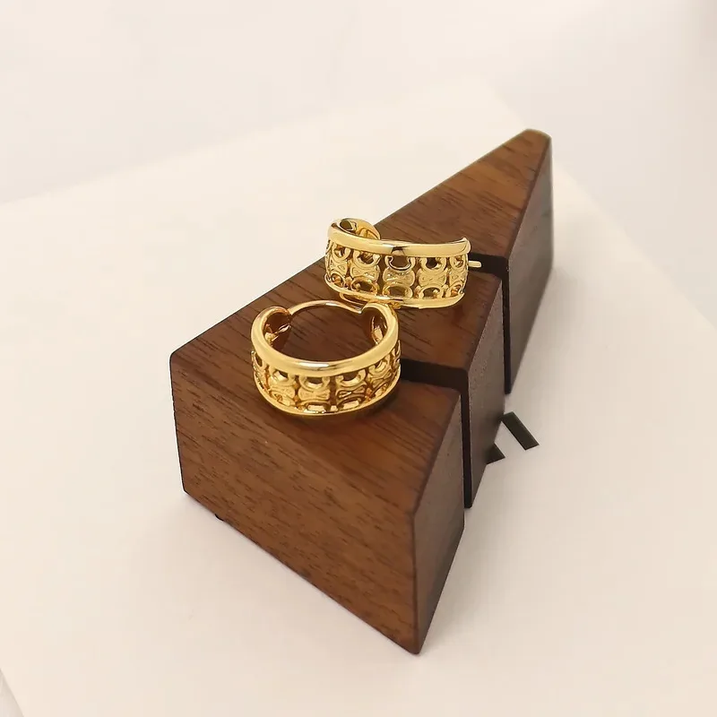 

YISON New Unique Hollow out Gold Plated Brass Earrings Vintage Style Women's Jewelry Ear Cuffs Luxury Sensation Stud