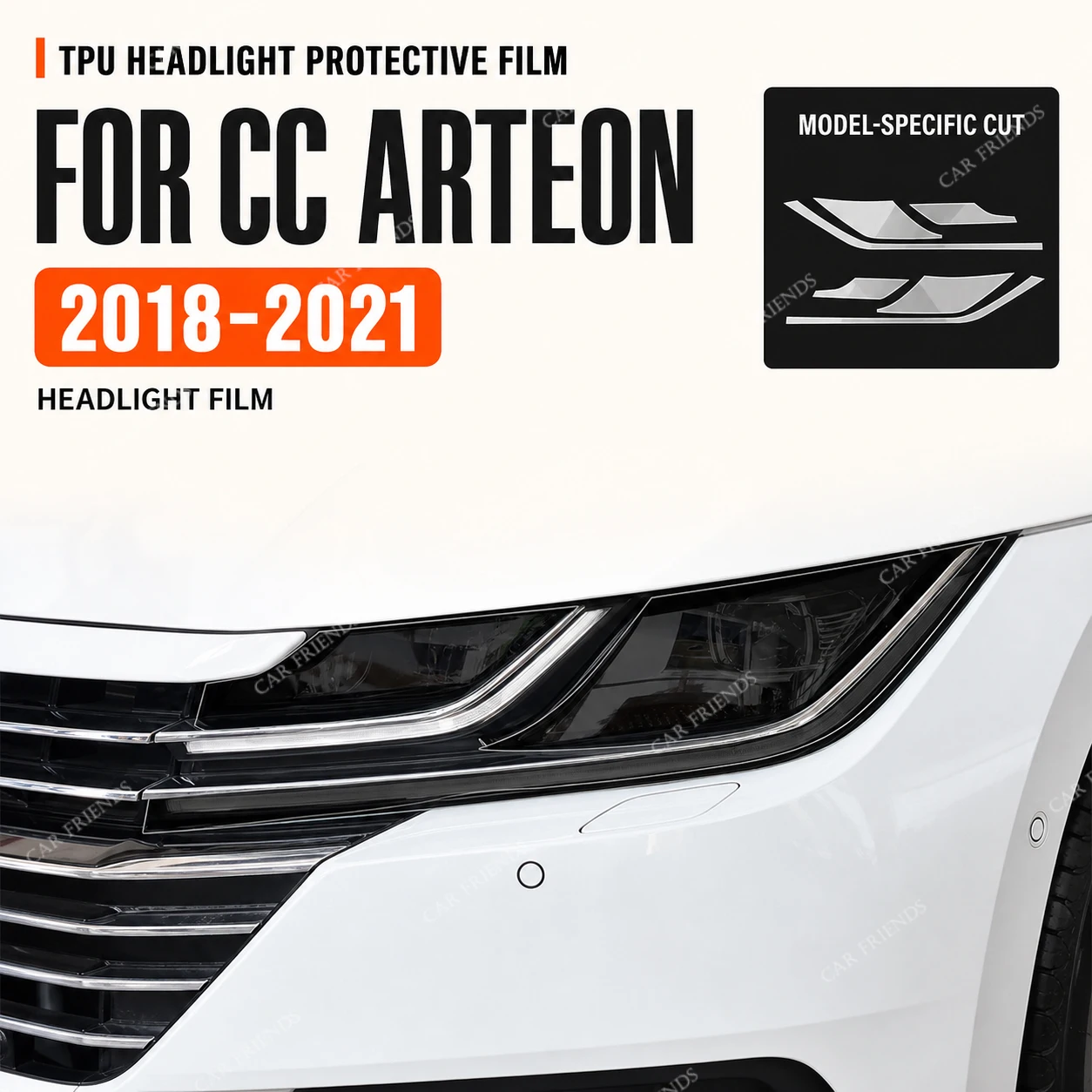 フォルクスワーゲン-vw-cc-アルテオン-2018年以降の車用ランプ保護フィルム-2枚セット-カスタムフィット-事前にカット済み-透明ブラック-tpu
