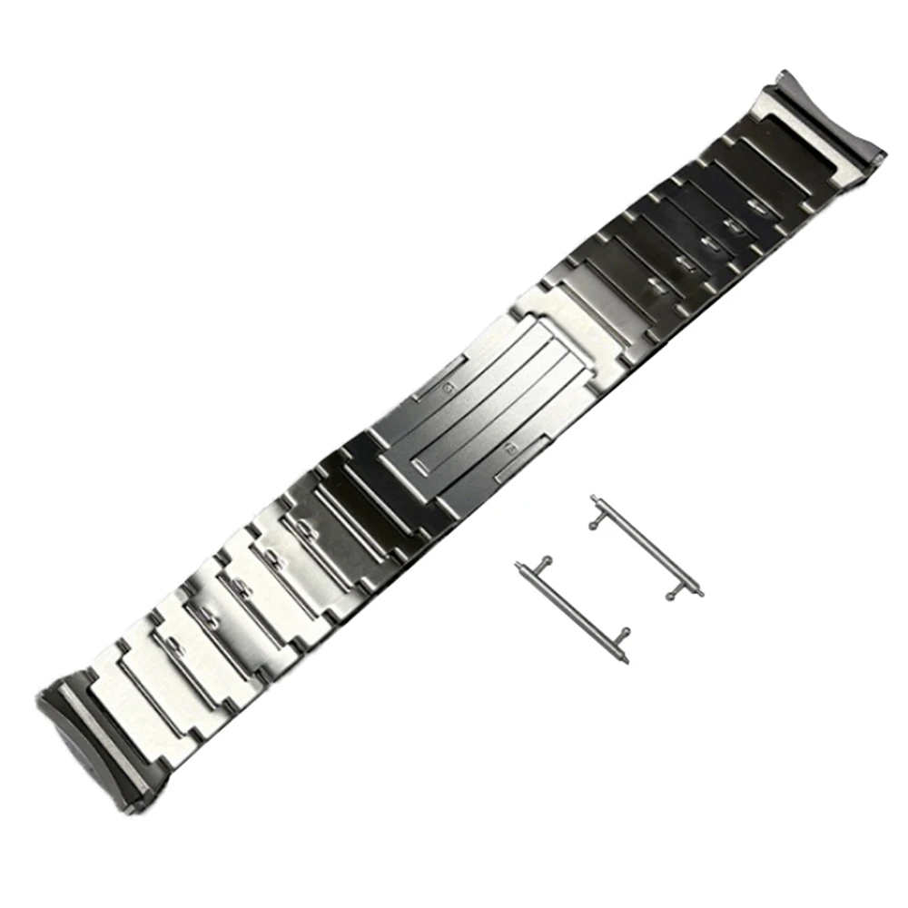 

For Huawei Watch 5 46mm Titanium Alloy Watch Band Detachable Curved One-bead Clasp Strap