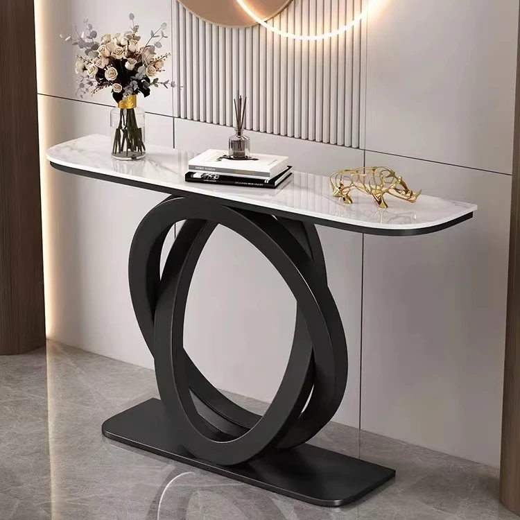 Living room furniture against the wall, entrance foyer table, control console, lobby table, metal entrance control console table