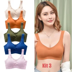 3pcs Sexy Sports Bra Seamless Bra with Pads Comfortable Without Steel Ring Sleep Push Up Underwear Plus Size M-XXL