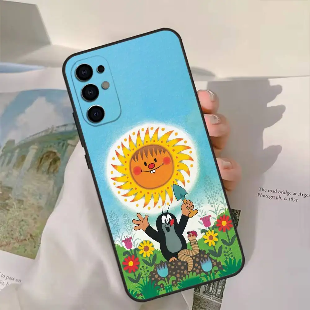 Funda de teléfono con estampado de Little Mole de dibujos animados clásicos para Samsung S25,24,21,22,23,30,Ultra,20,Plus,Fe,Lite,Note, funda negra suave