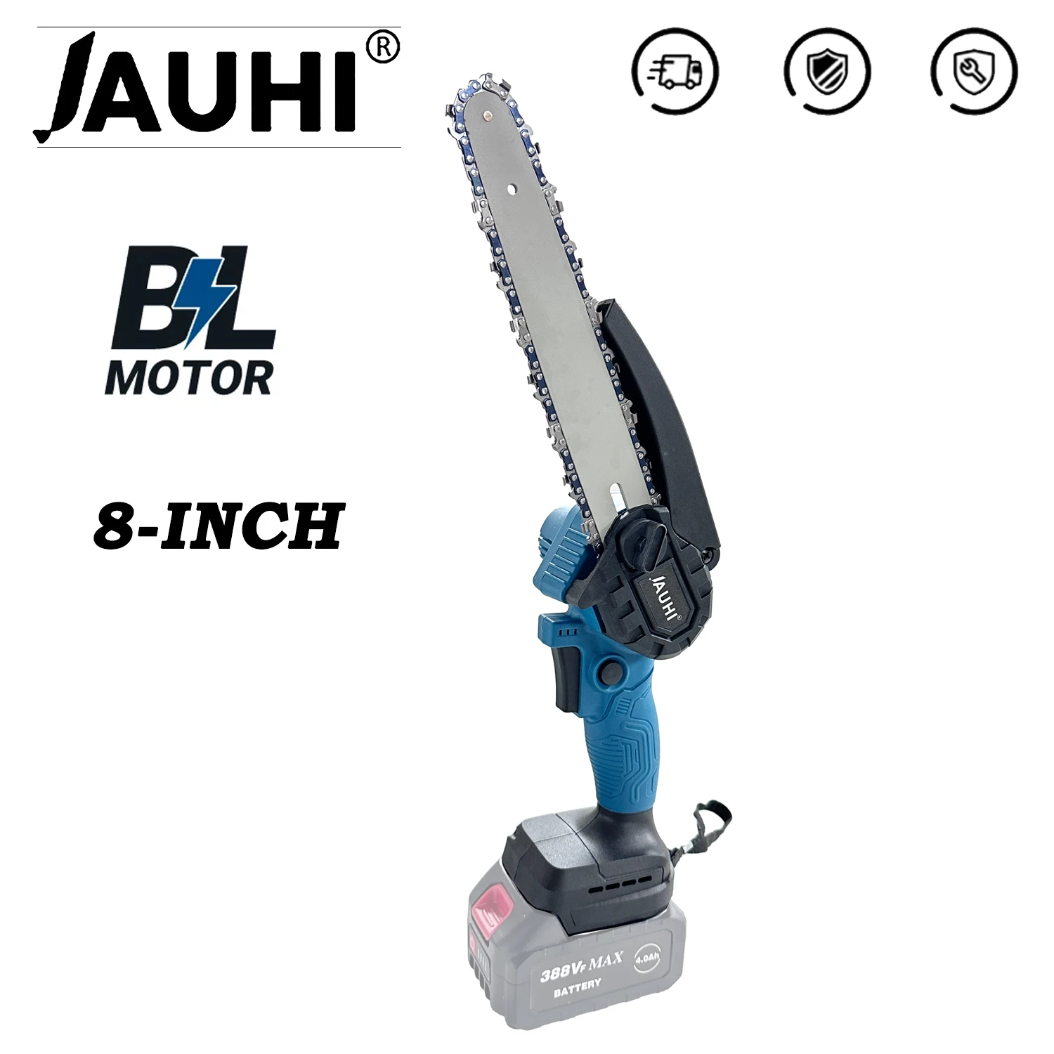 

JAUHI 8Inch Brushless Chain Saw Cordless Handheld Chainsaw Woodworking Electric Saw Cutting Power Tool for 18V Makita Battery