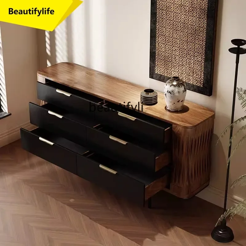 K185 Vintage Style Solid Wood Chest of Drawers Storage Cabinet Retro Modern Simple Villa Living Room with Drawers Storage Cabine