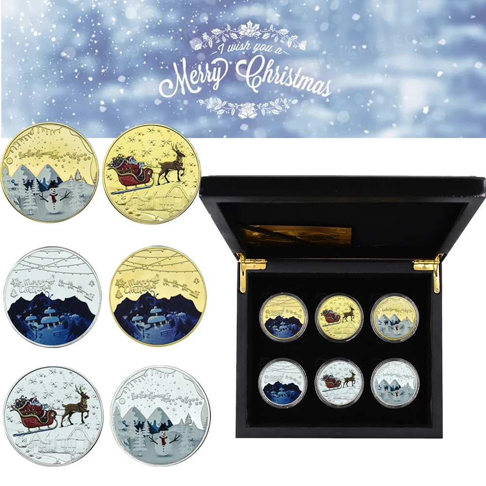 

2022 Christmas Commemorative Coins with Box 3Styles Gold/Sliver Plated Coin Best Christmas Gift Fans Collection