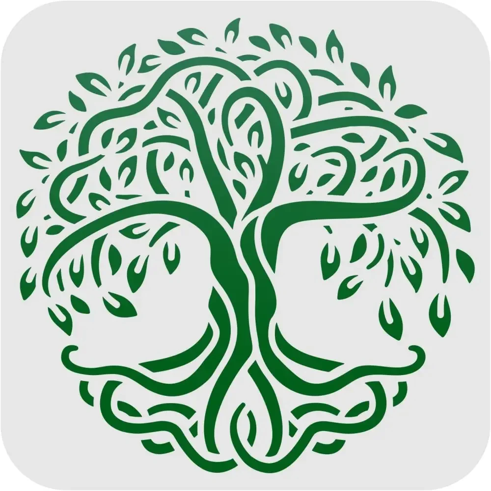 Tree of Life Stencils Decoration Plastic Drawing Painting Template Square Reusable Stencil for Wood Floor Wall and Tile T-shirts