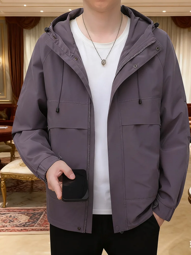 Men's Hooded Utility Jacket - Heavyweight Casual Coat with Modern Fit for Transitional Seasons