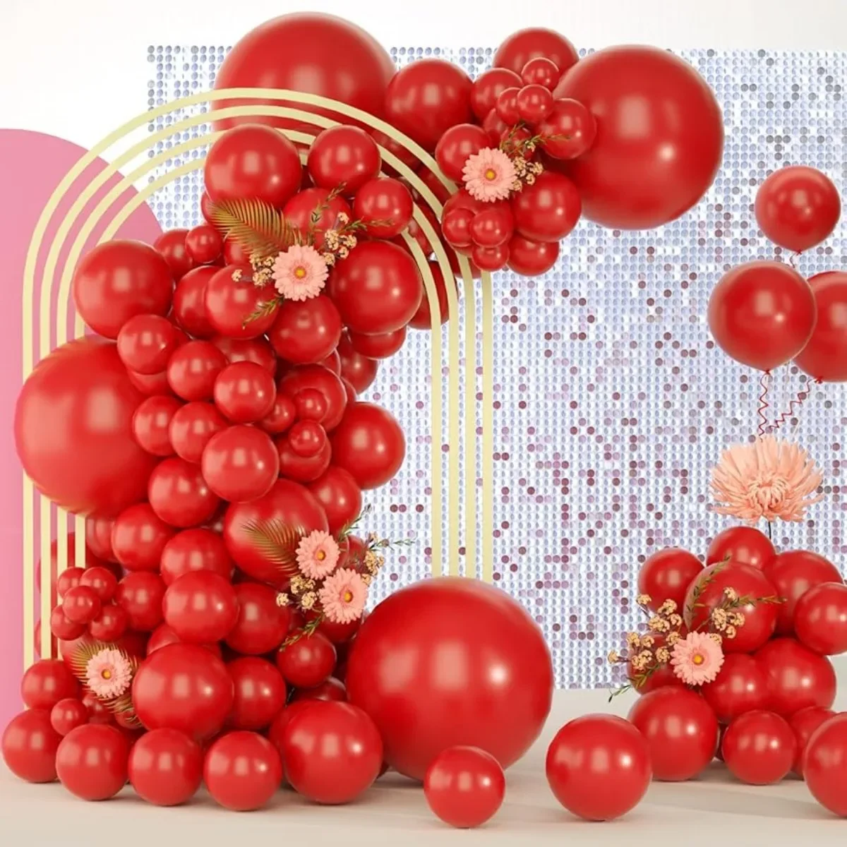 154Pcs Red Party La… - image