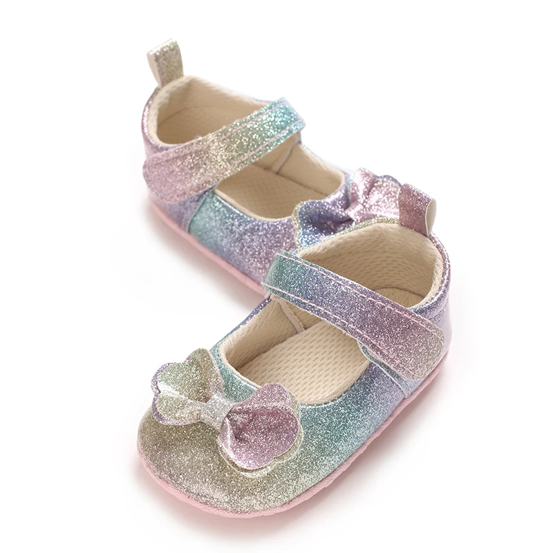 

Colorful Cute Baby Princess Shoes With Bow Decoration Soft Sole Comfortable Flat Shoes Suitable for 0-18M Infants And Young Chil