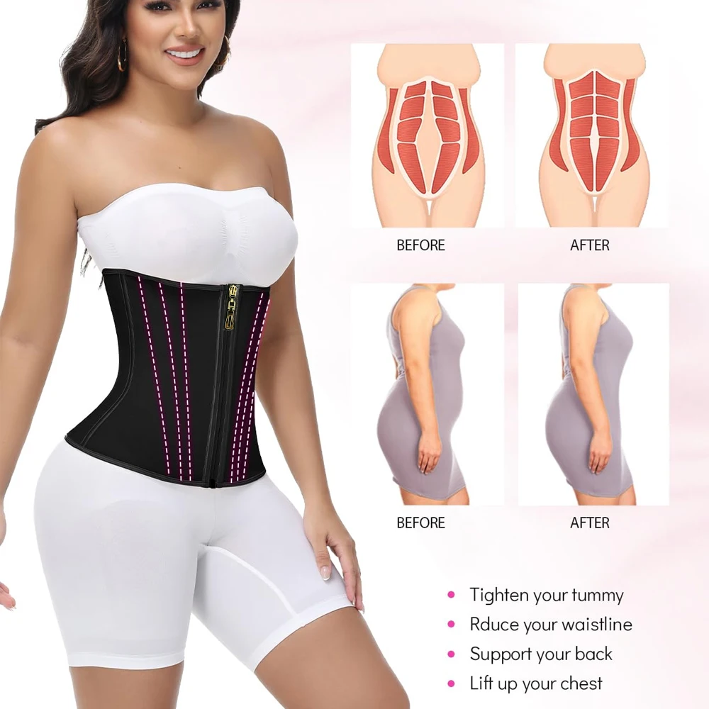 1 Stück Taillentrainer für Frauen Bauchkontrolle Workout Taillenkorsett Shapewear Postpartum Körperformer mit Reißverschluss und Haken – Detail 7