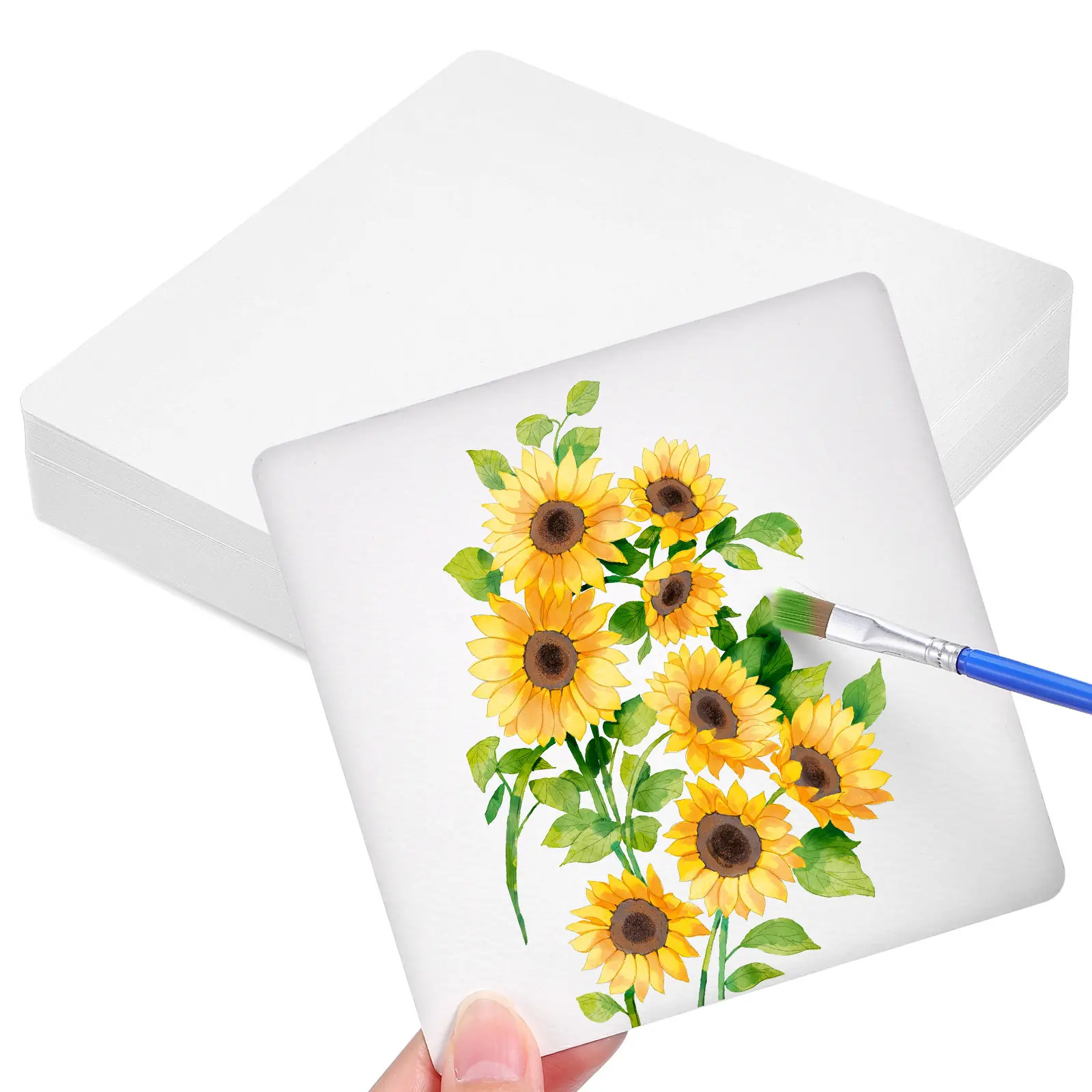 50Pcs Blank Watercolor Cards White Cardstock Paper Tear Resistant Surface for Painting Drawing Paper Bulk Classroom Art Supplies