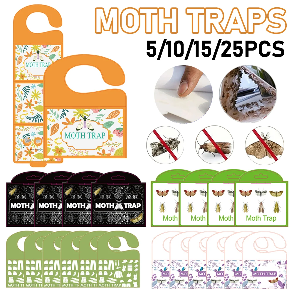 5-25PCS Moth Traps Pheromone Sticky Glue Trap Pest Reject Home Garden Clothes Pantry Food Restaurant Pest Control Moth Traps