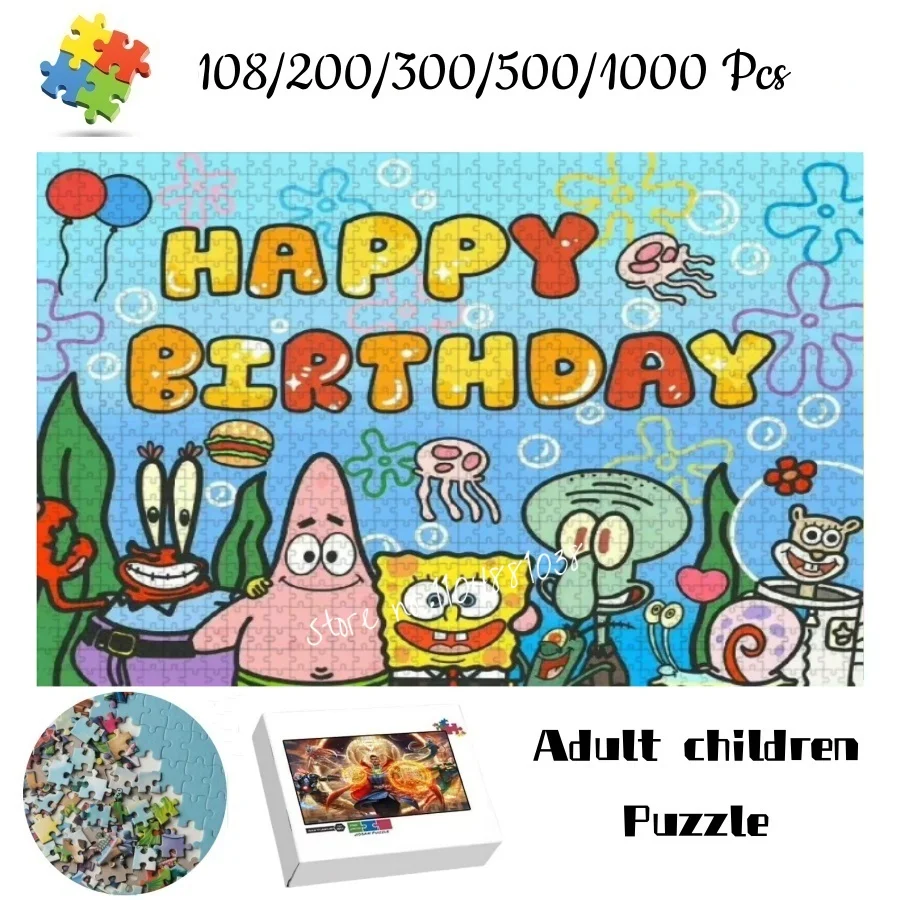 

Пазл «Сpongebob Squarepants» с Патриком Старом и Сквидвардом, 108, 200, 300, 500, 1000 деталей, развивающая игрушка для детей и взрослых, на день рождения