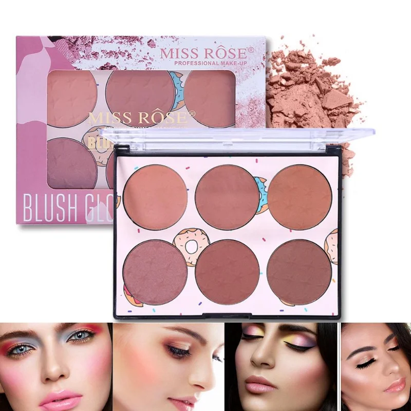 6 Color Blush Glow Kit Face Powder Blusher Palette Makeup Contour Facial Cosmetic Shading