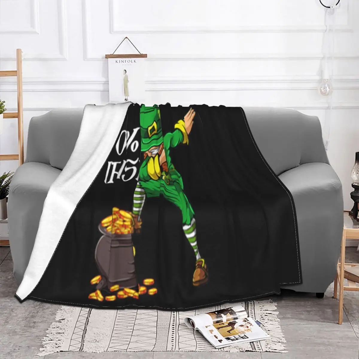 Original 0 Irish Funny Saint Patricks Day Leprechaun Dabbing Dance Unisex Pride Throw Blanket