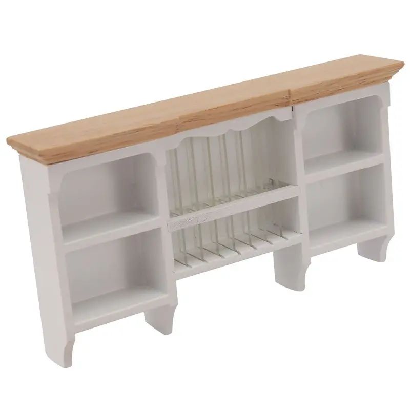 ABWE-1/12 casa de bonecas em miniatura móveis parede pendurado armário prateleira armazenamento madeira para casa de bonecas sala jantar