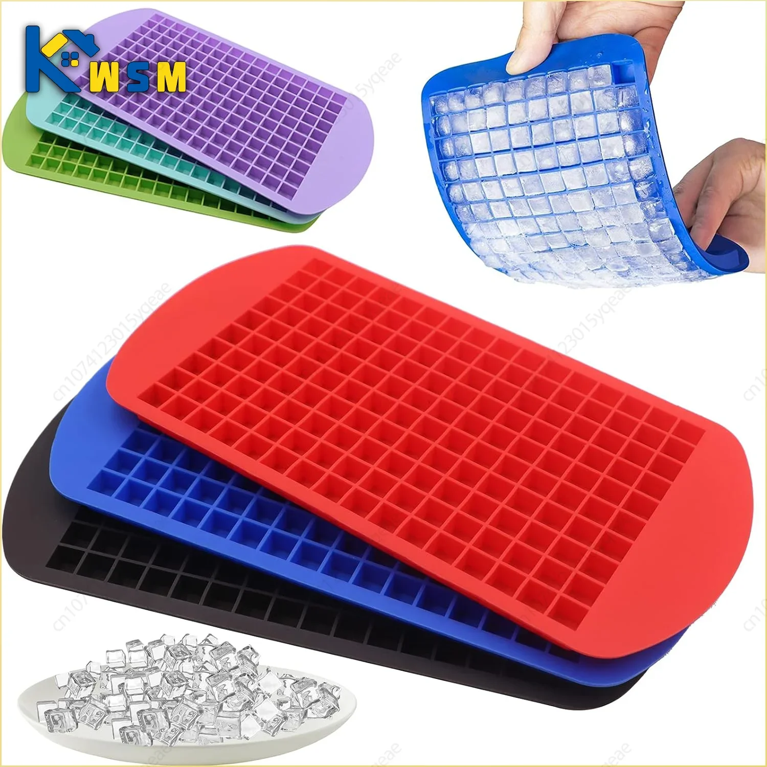 

160 Grid Mini Silicone Ice Tray Ice Cubes Foldable Ice Mold Ice Breaker Ice Grid Tray Small Square Mold Ice Maker Silicone Mold