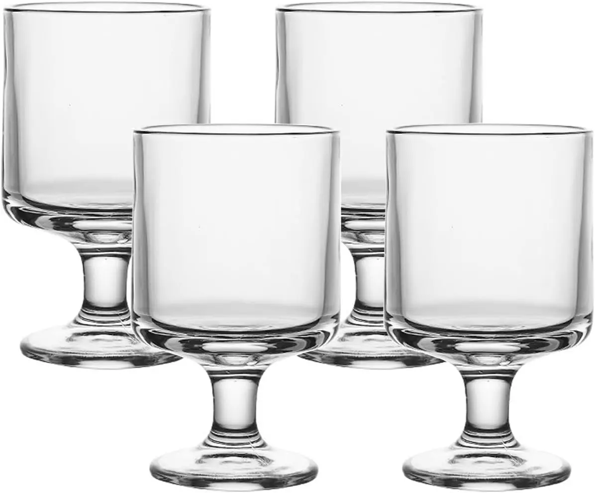 

Transparent Vintage Goblet Glasses Set of 4, Mixed Drink Tumblers, 7.7 oz Wine Glasses Drinking Tumbler Glassware for Iced Tea,
