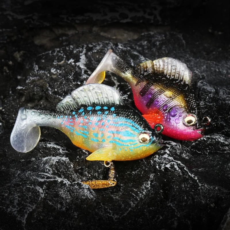 2023 Original New Luya Bait Jumping Fish II Upgraded Lead Wrapped Fish T-tail Fake Bait Spin Sequin Cocked Mouth Soft Fish