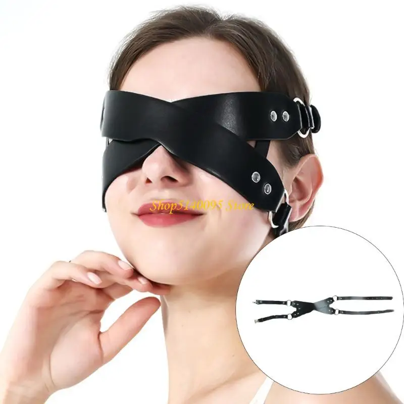 DXAE Sexniess Anime Capa para os olhos Máscara couro PU Faixa cabeça ajustável Fantasia para festa Role Play