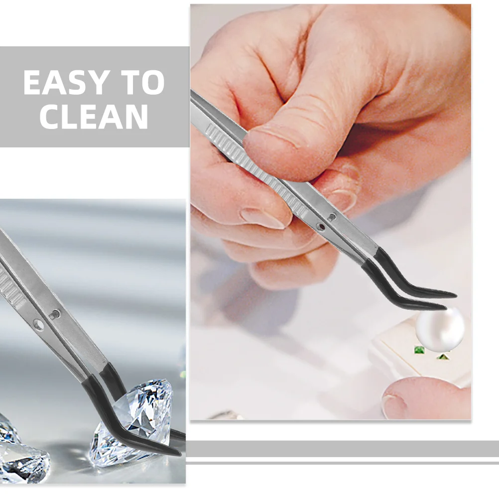 2 pezzi pinzette per raccolta francobolli pinze per lavorazione a punta fine per lavori di perline applicazione di timbri posizionamento ciglia multiuso in metallo