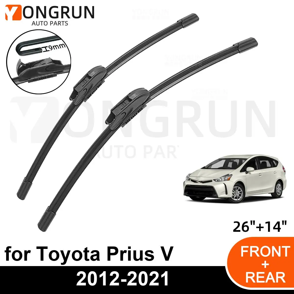 

Стеклоочистители для Toyota Prius V 2012-2021, резиновые щетки стеклоочистителя 26 + 14 дюймов, аксессуары для лобового стекла автомобиля