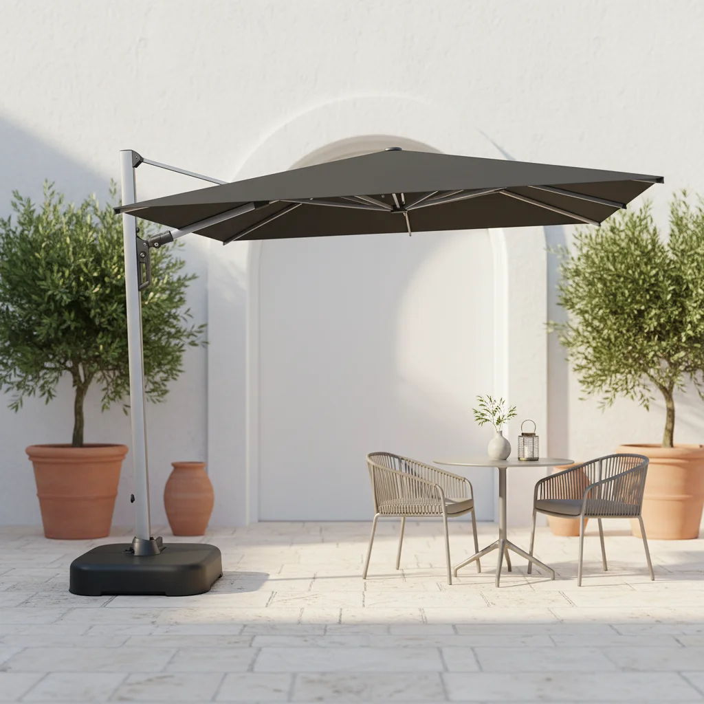 OEM Small Roma Cantilever Aluminum Waterproof Outdoor Parasol With Powder Coating And Strap For Patio Garden Park