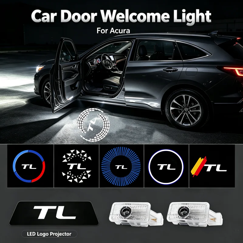 2PCS Ghost Shadow Logo LED Car Door Courtesy Projector Welcome Lamps For Acura TL 2009‑2014 Interior Modification Accessories