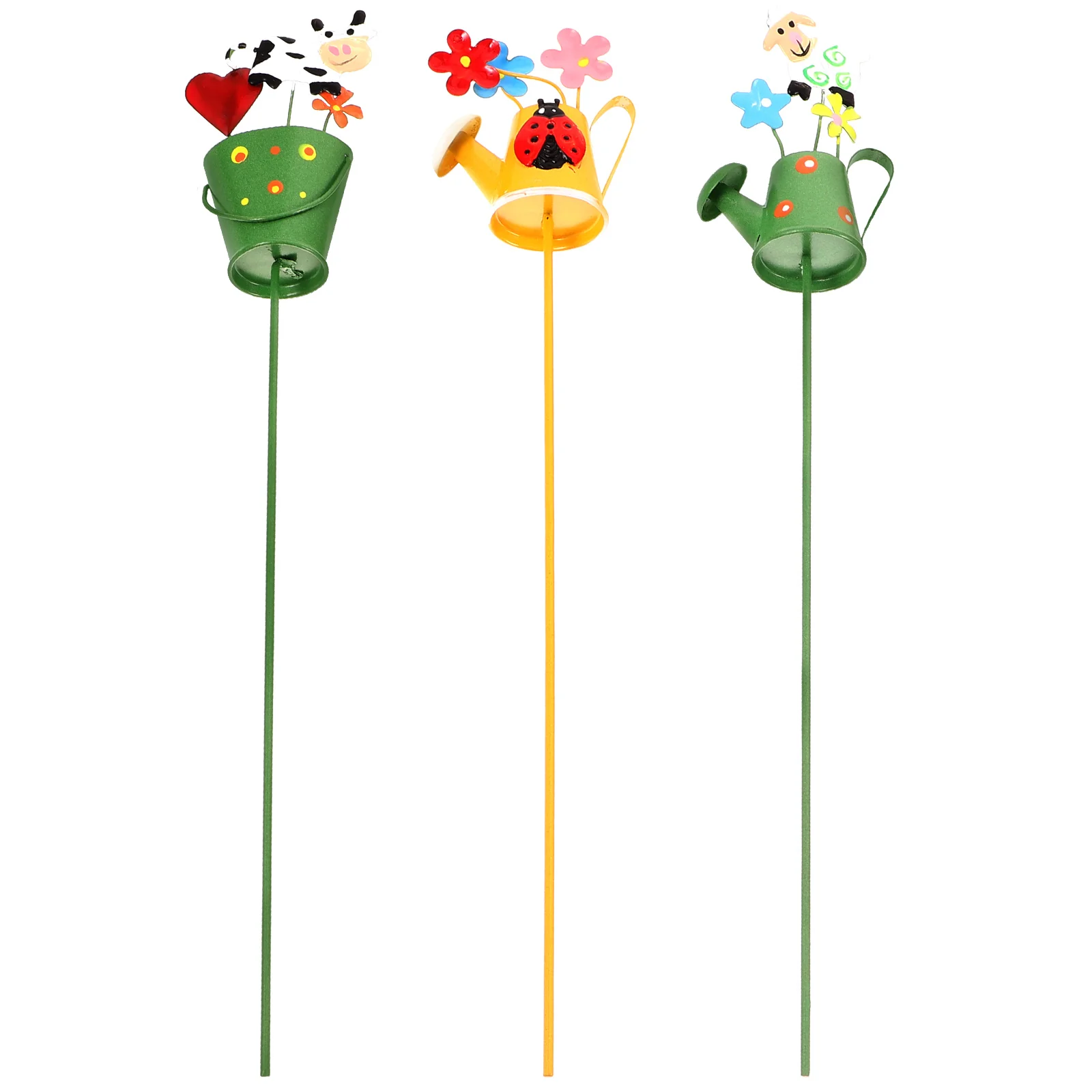 

3pcs Metal Potted Decoration Iron Cow Beetle Goat Garden Lawn nament Plant Pot Landscaping Stake Ground Inserted Yard Decor
