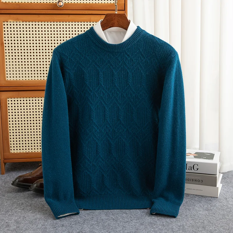 

Autumn And Winter Thick Warm Wool Knitted Sweater Men's Loose Versatile New Round Neck Pullover Bottoming Shirt