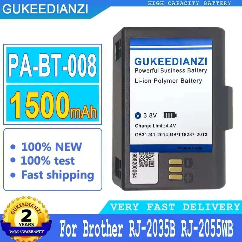 

1500Mah Label Printer Battery For Brother RJ-2035B RJ-2055WB RJ2035B RJ2055WB PA-BT-008 Fast Charging Reliable Power Supply