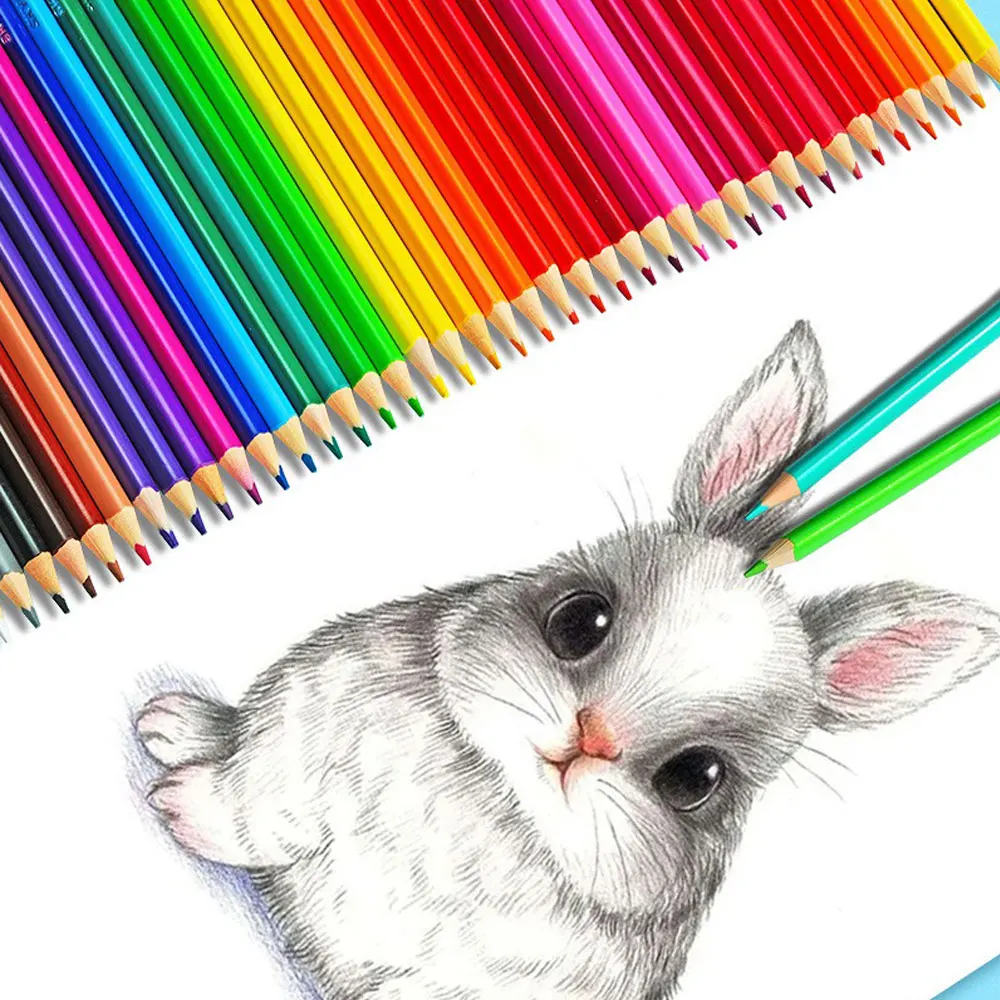 12-48 لون مجموعة أقلام رصاص ملونة HB مثلث حامل قلم لوازم فنية رسم احترافي أقلام رصاص ملونة اللوازم المدرسية القرطاسية