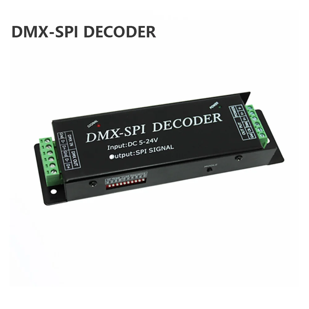 DMX To SPI Decoder DMX512 To SPI Pixel Strip LED Controller For TM1804 TM1809 TM1812 WS2811 WS2812B IC LED Pixel Strips