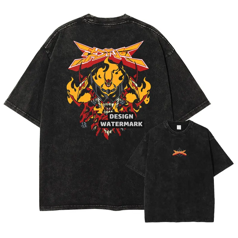 

Anime Tengen Toppa T-shirts Oversized Vintage Washed Gurren Lagann T Shirt Manga Simon T-shirt Yoko Nia Tops Tees Man 100%Cotton