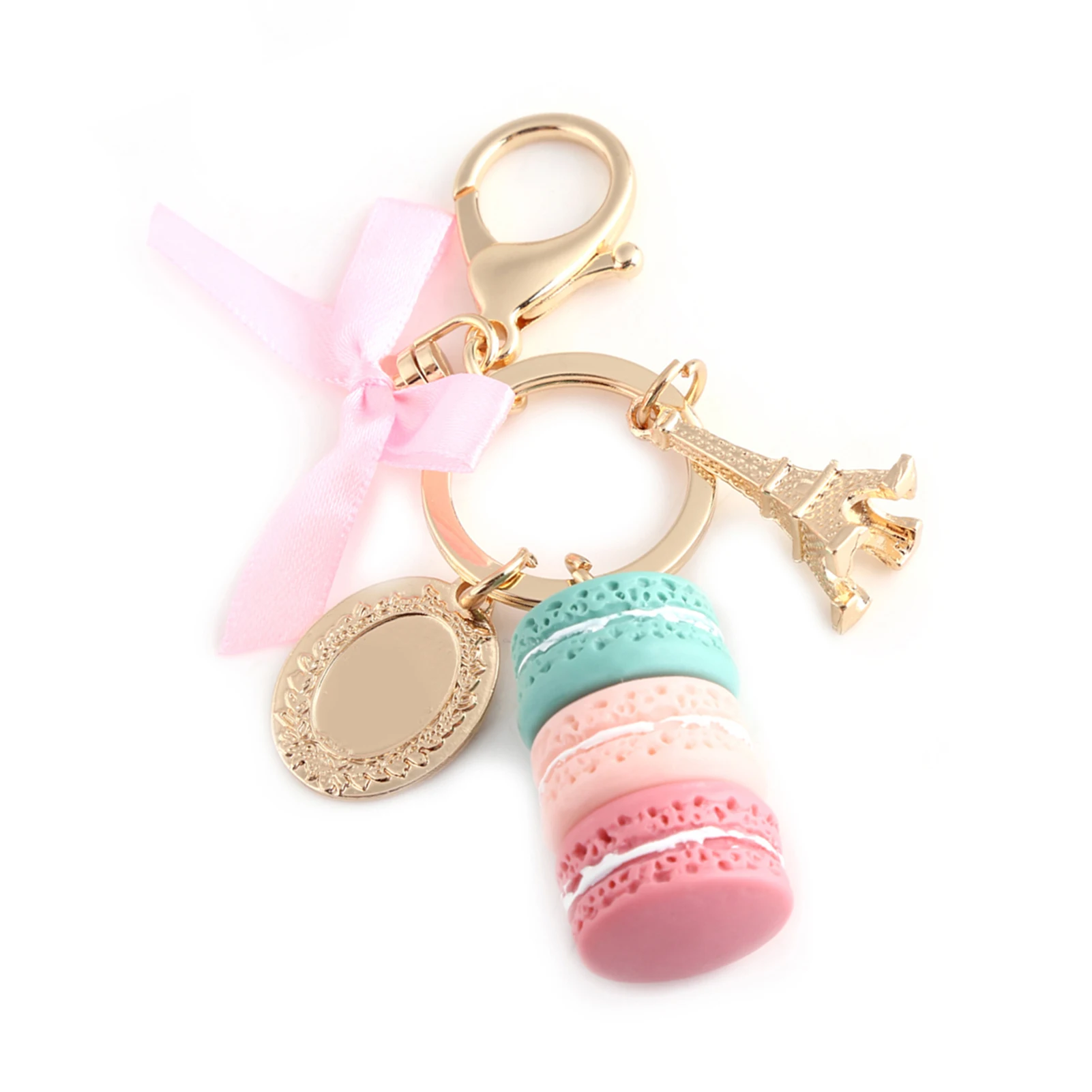 Colorful Cute Macaron Eiffel Tower Keychain Keyring Bag Pendant Car Charm Decoration